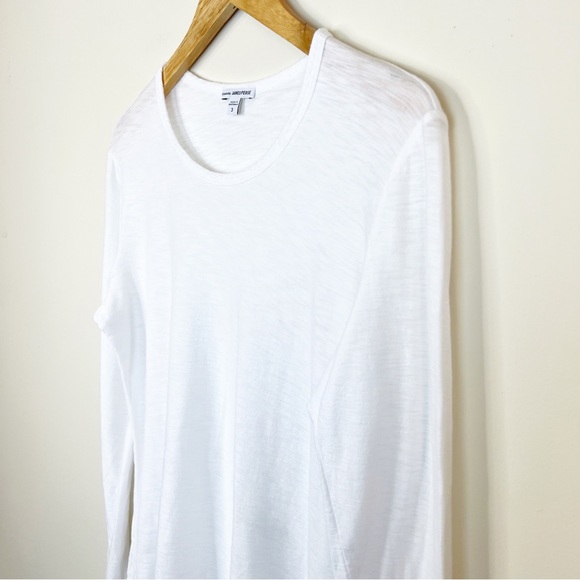 Standard James Perse Sheer Slub White Long Sleeve Top Size Large - Picture 6 of 7